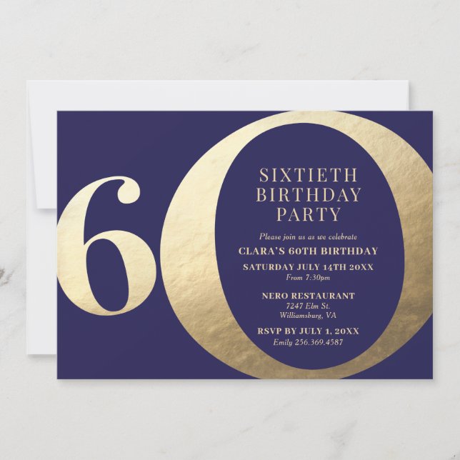 Invitation à une fête d'anniversaire de 60 ans (Devant)