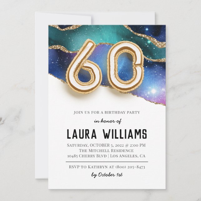 Invitation à une fête d'anniversaire de 60 ans (Devant)