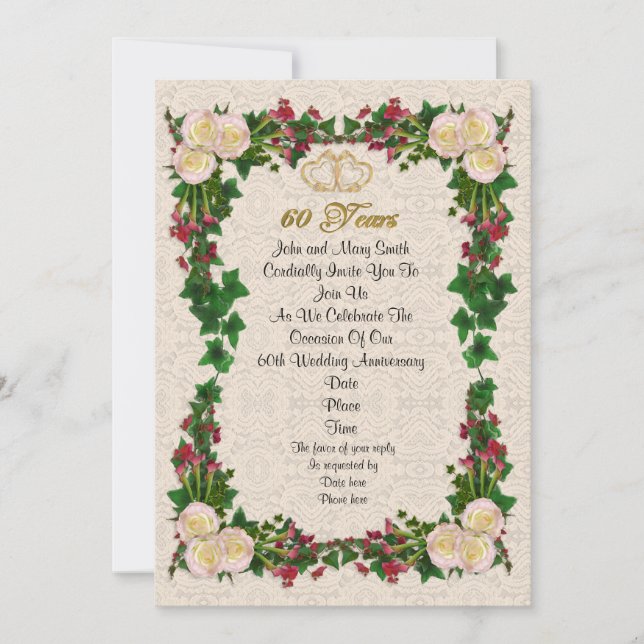 Invitation à une fête d'anniversaire de 60 ans ave (Devant)