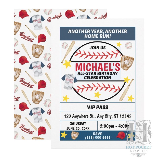 Invitation à une fête d'anniversaire de baseball (Créateur téléchargé)