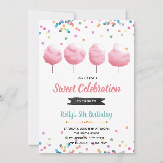 Invitation à une fête d'anniversaire de bonbons de (Devant)