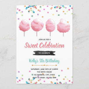 Invitation à une fête d'anniversaire de bonbons de