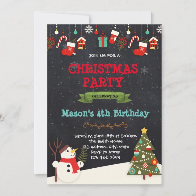 Invitation à une fête d'anniversaire de bonhomme d (Devant)