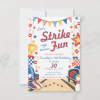 Invitation à une fête d'anniversaire de bowling