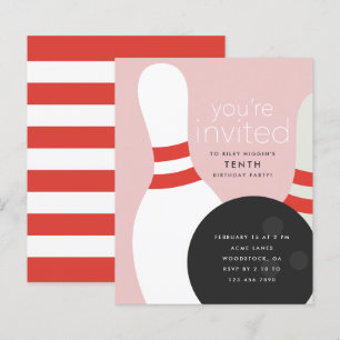 Invitation à une fête d'anniversaire de bowling