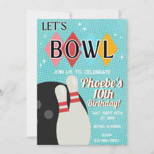 Invitation à une fête d'anniversaire de bowling ré
