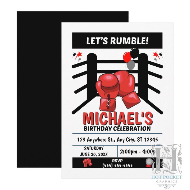 Invitation à une fête d'anniversaire de boxe (Créateur téléchargé)