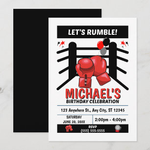 Invitation à une fête d'anniversaire de boxe