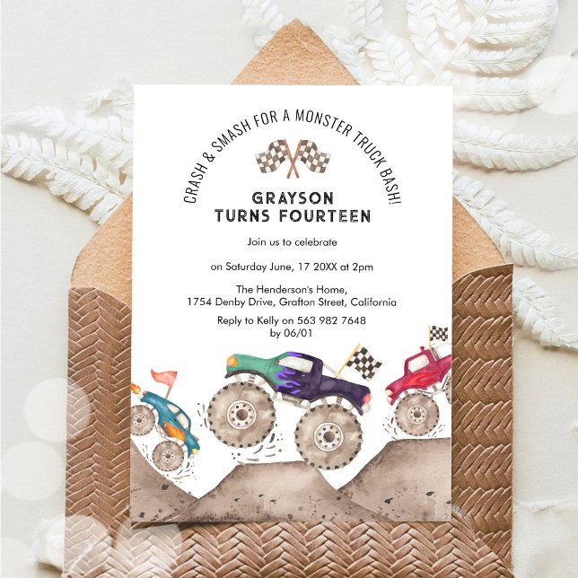 Invitation à une fête d'anniversaire de camion mon (Créateur téléchargé)