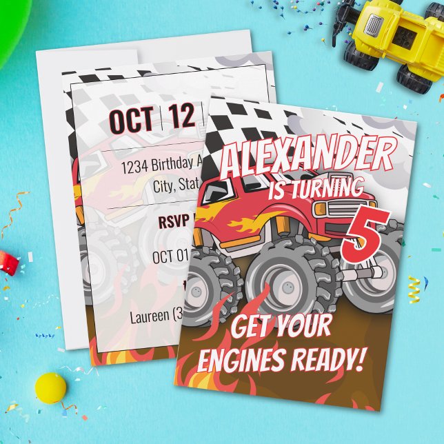 Invitation à une fête d'anniversaire de camion mon (Créateur téléchargé)