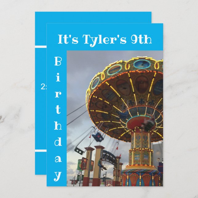 Invitation à une fête d'anniversaire de carnaval d (Devant / Derrière)