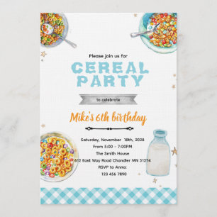 Invitation à une fête d'anniversaire de céréales