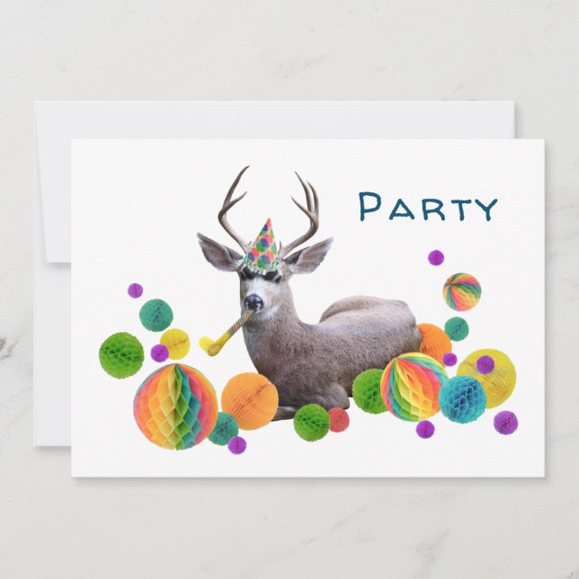 Invitation à une fête d'anniversaire de cerf (Devant)