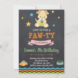 Invitation à une fête d'anniversaire de chiot