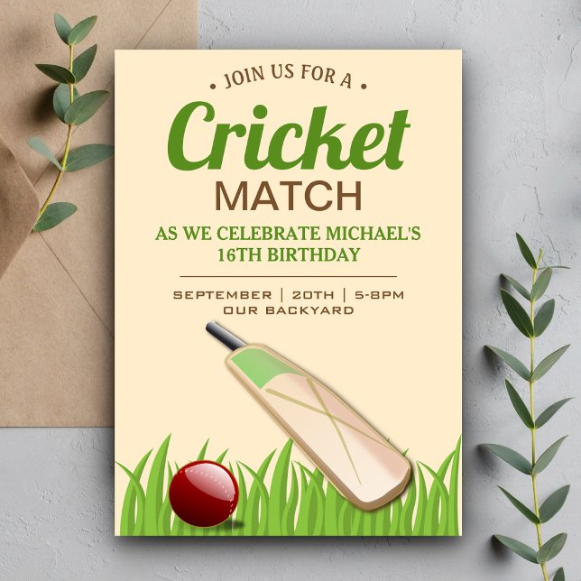 Invitation à une fête d'anniversaire de cricket (Créateur téléchargé)