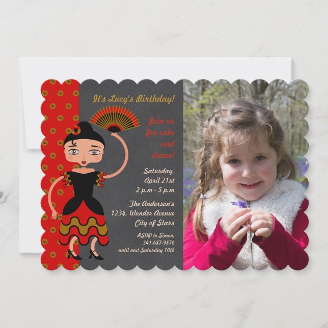 Invitation à une fête d'anniversaire de danse Flam (Devant)