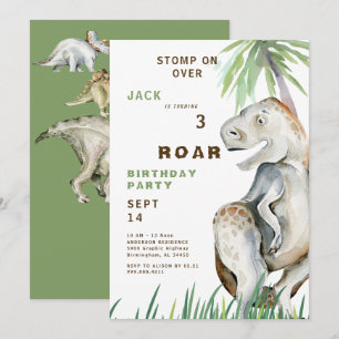 Invitation à une fête d'anniversaire de dinosaure