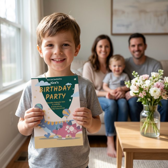 Invitation à une fête d'anniversaire de dinosaure  (Roar-Some Dinosaur Birthday Party Invitation Fun Script Design)