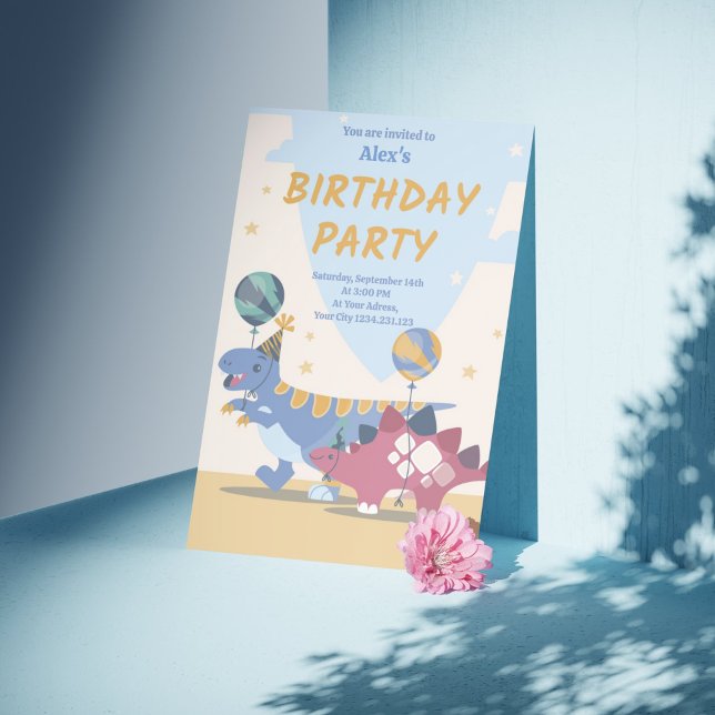 Invitation à une fête d'anniversaire de dinosaure  (Roar-some Dino Party Invitations! Fun & Customizable Templates)