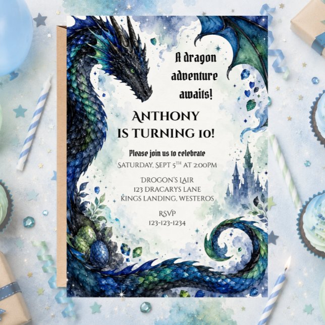 Invitation à une fête d'anniversaire de dragon (Créateur téléchargé)