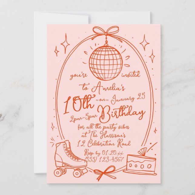 Invitation à une fête d'anniversaire de fille au r (Devant)