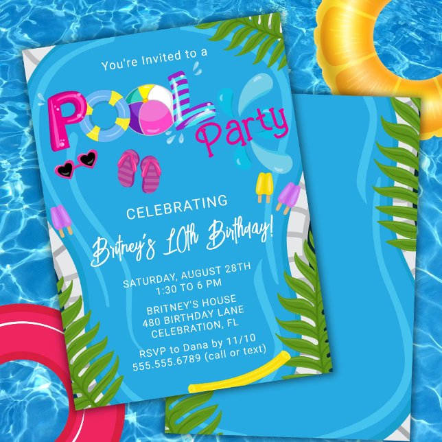 Invitation à une fête d'anniversaire de fille d'ét (Créateur téléchargé)