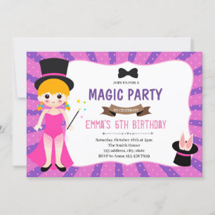 Invitation à une fête d'anniversaire de fille magi