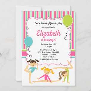 Invitation à une fête d'anniversaire de filles gym