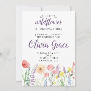 Invitation à une fête d'anniversaire de fleurs sau