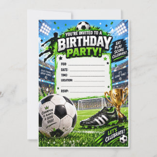 Invitation à une fête d'anniversaire de football |