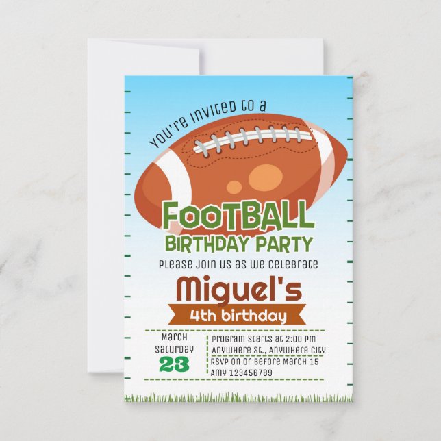 Invitation à une fête d'anniversaire de football a (Devant)