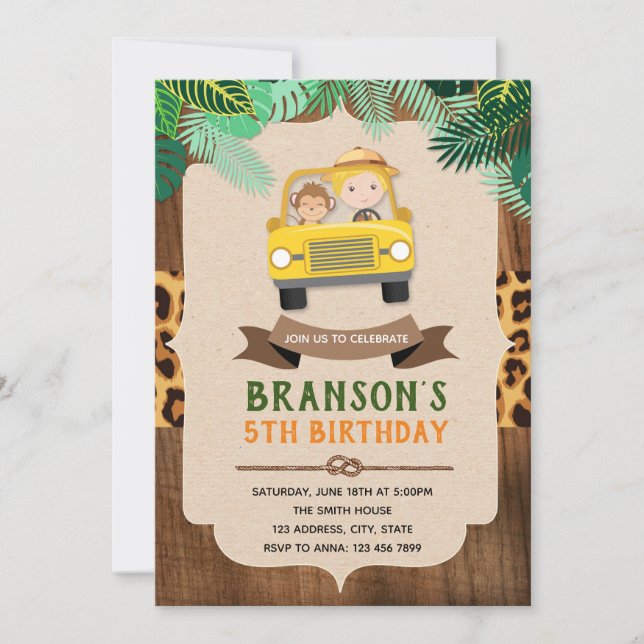 Invitation à une fête d'anniversaire de garçon saf (Devant)