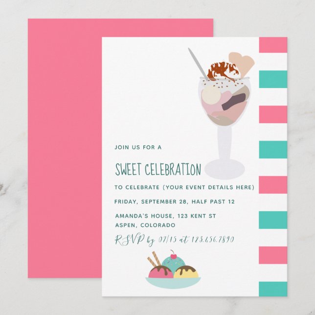 Invitation à une fête d'anniversaire de glace (Devant / Derrière)