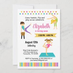 Invitation à une fête d'anniversaire de gymnastiqu