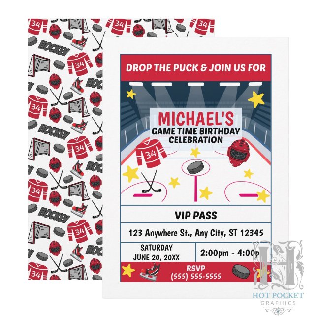 Invitation à une fête d'anniversaire de hockey (Créateur téléchargé)