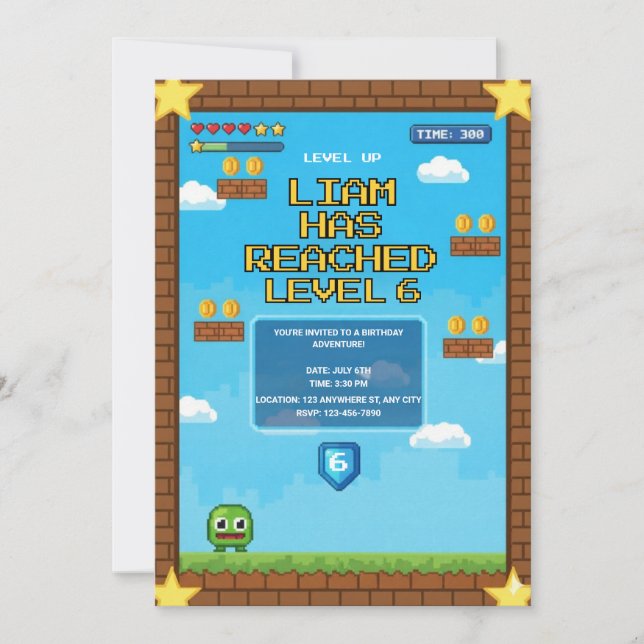 Invitation à une fête d'anniversaire de jeu vidéo  (Devant)