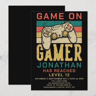 Invitation à une fête d'anniversaire de jeu vidéo 