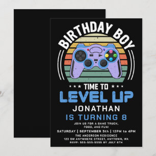 Invitation à une fête d'anniversaire de jeu vidéo 