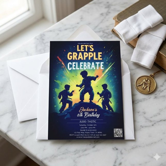 Invitation à une fête d'anniversaire de judo pour  (Créateur téléchargé)