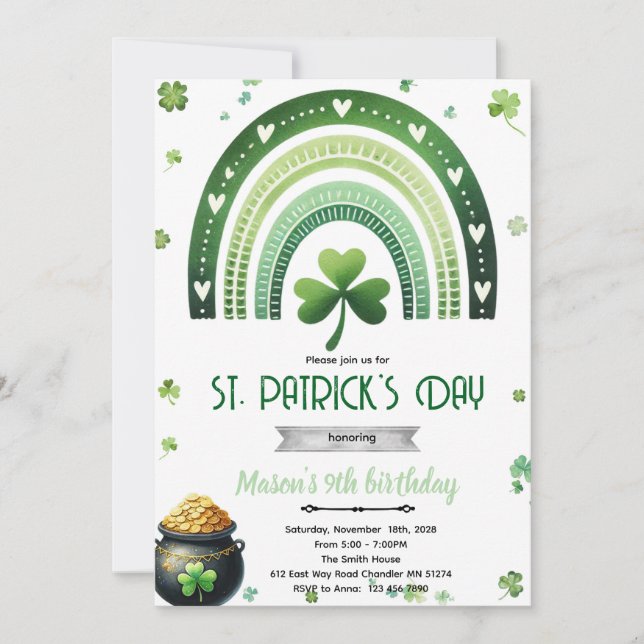 Invitation à une fête d'anniversaire de la Saint-P (Devant)