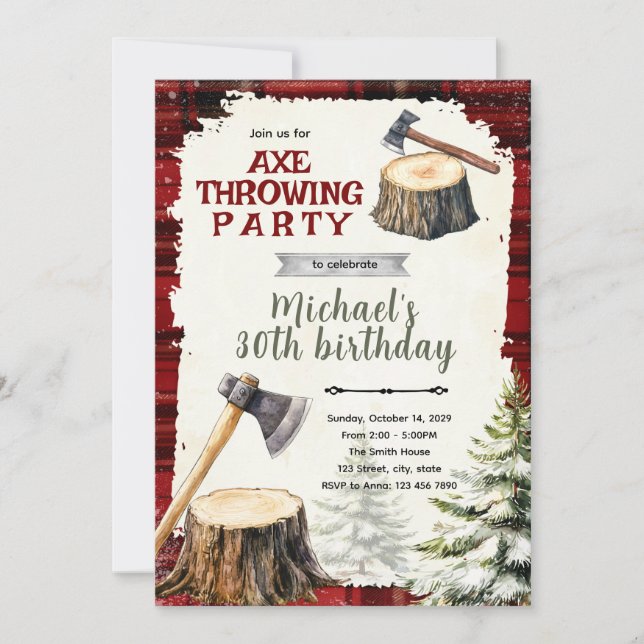 Invitation à une fête d'anniversaire de lancer de  (Devant)