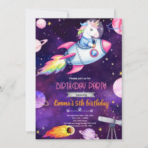Invitation à une fête d'anniversaire de licorne de