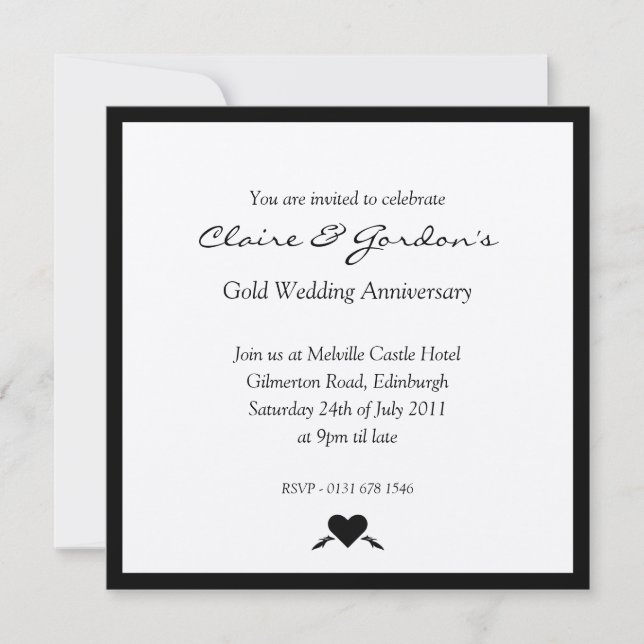 Invitation à une fête d'anniversaire de mariage d' (Devant)