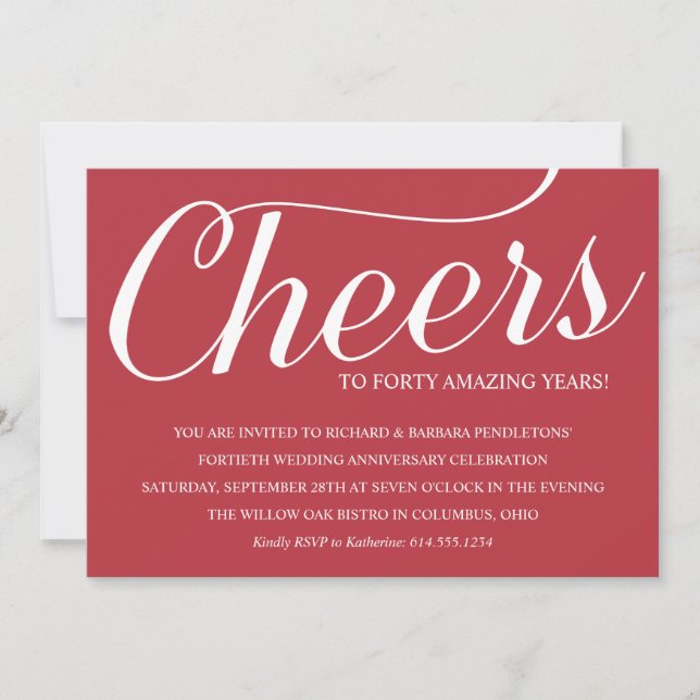Invitation à une fête d'anniversaire de mariage ro (Devant)