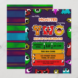 Invitation à une fête d'anniversaire de monstre