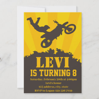 Invitation à une fête d'anniversaire de motocross