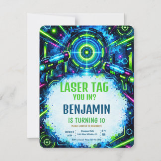Invitation à une fête d'anniversaire de Neon Laser