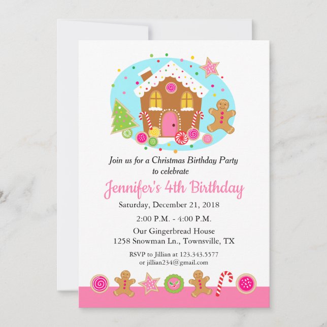 Invitation à une fête d'anniversaire de Noël au pa (Devant)