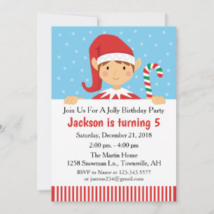Invitation à une fête d'anniversaire de Noël Elf