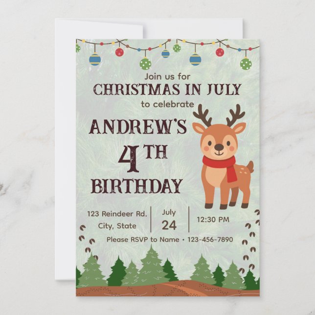 Invitation à une fête d'anniversaire de Noël en ju (Devant)